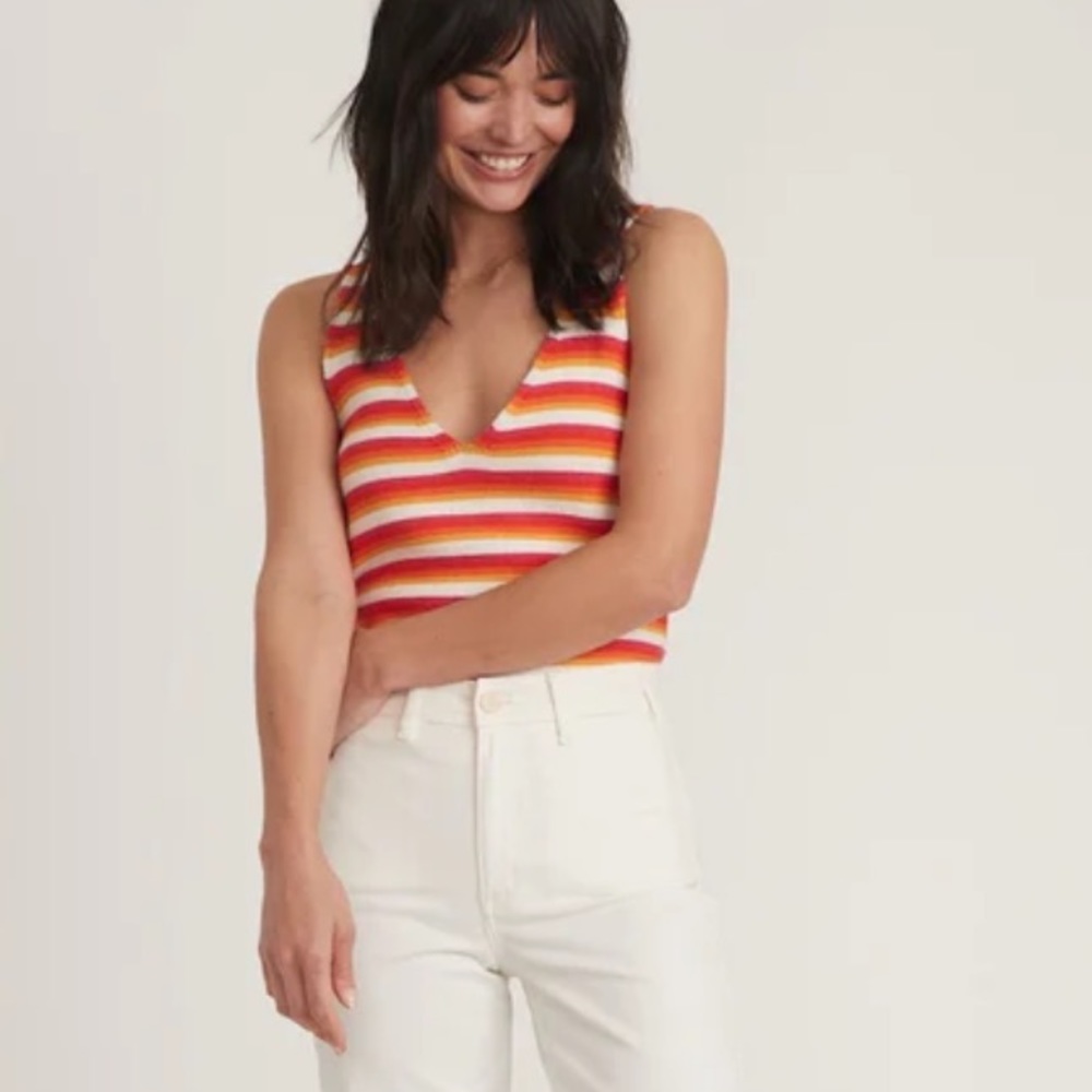 Marine Layer Finley Sweater Tank in Sunset Stripe Size XS